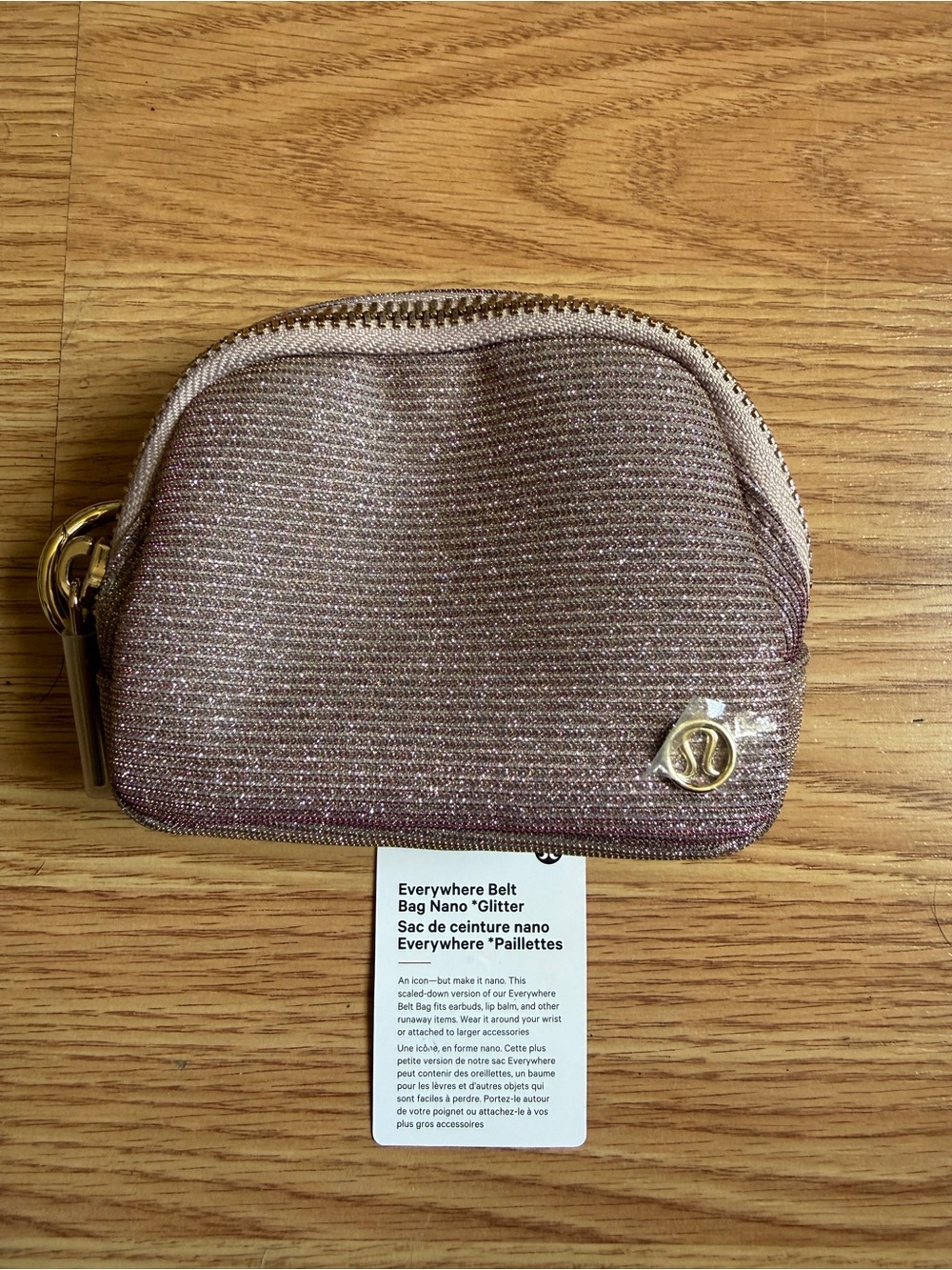 lululemon athletica Mini Glitter Cosmetic Pouch in Rose Gold